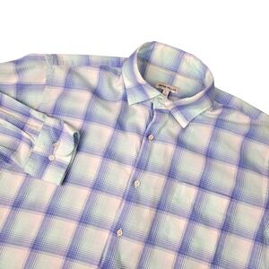 Peter Millar Button Down Tartan Plaid Long Sleeve Shirt Mens L Summer‎ Casual
